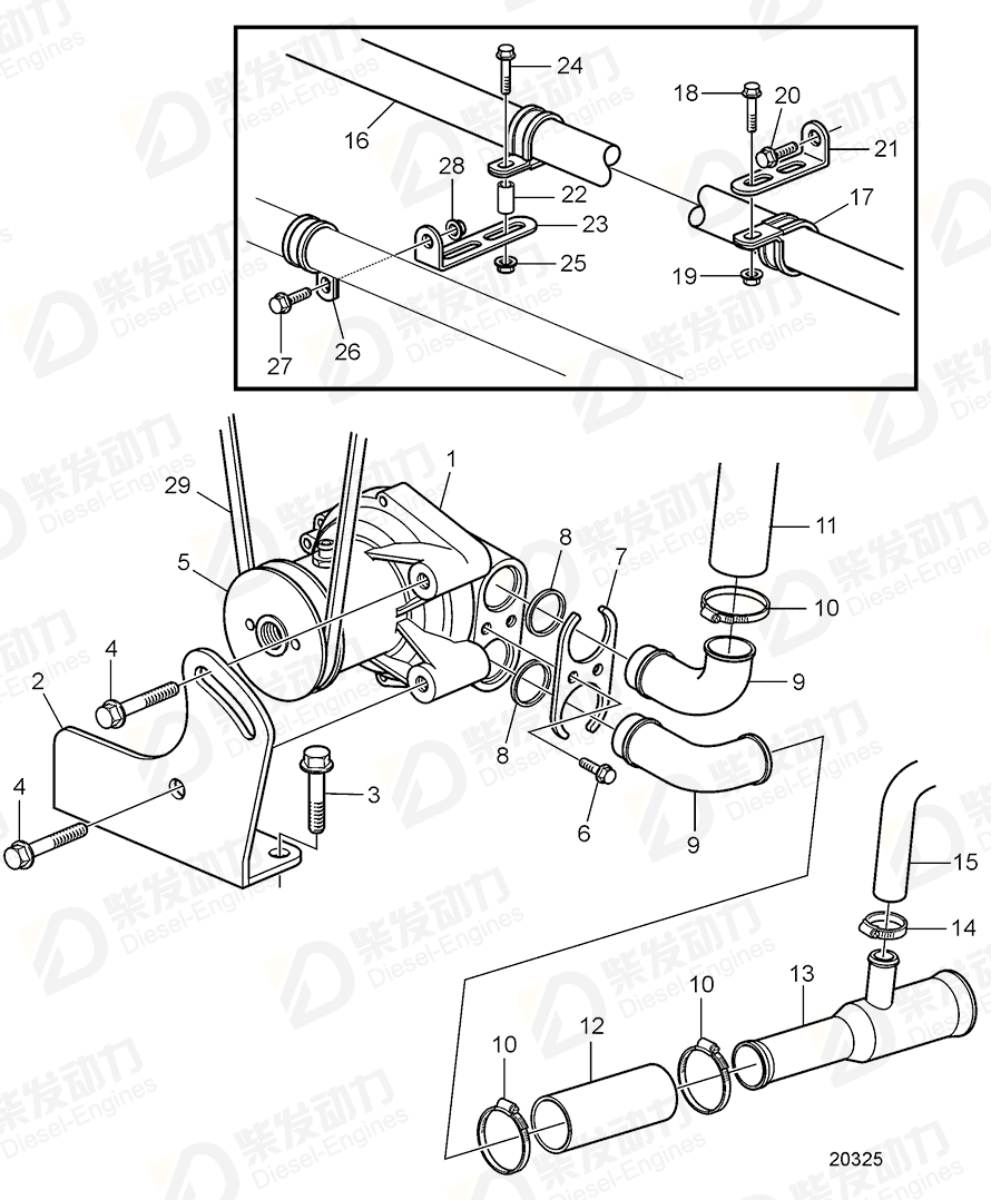 volvo penta Pipe 11030745 Drawing volvo penta Pipe 11030745 Drawing